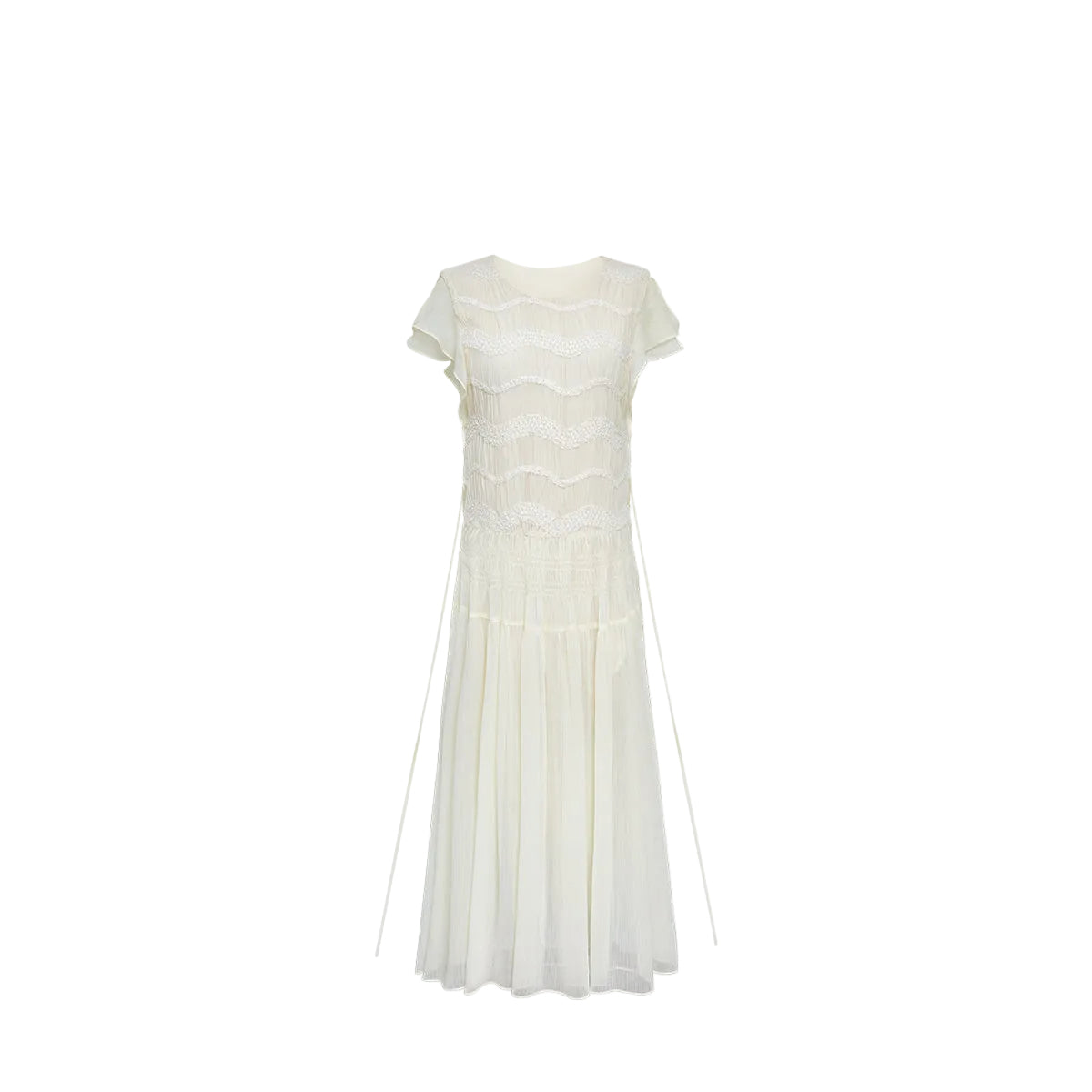 Premium designer heavy pleated short-sleeve elegant dress