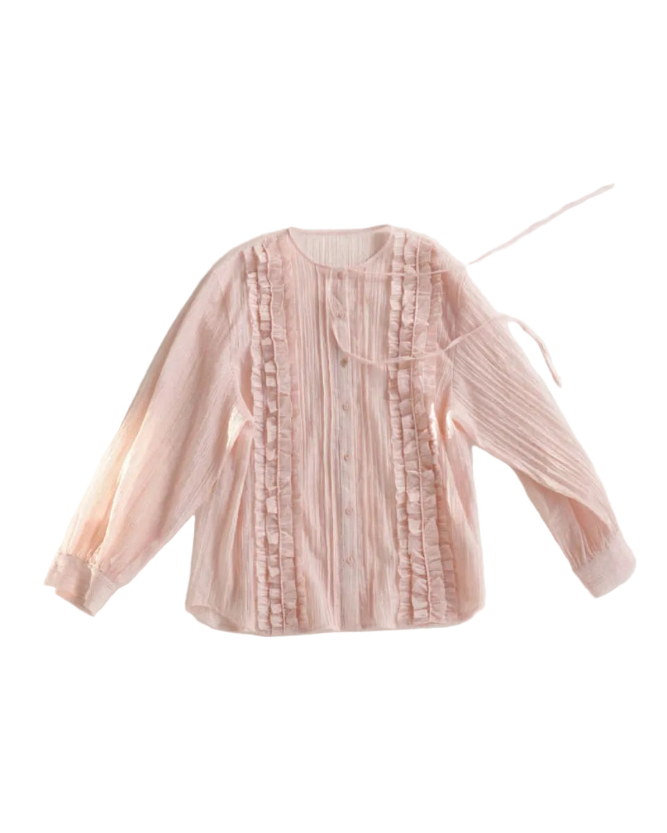 Relaxed Long-Sleeve Cardigan with Shell Button Detail
