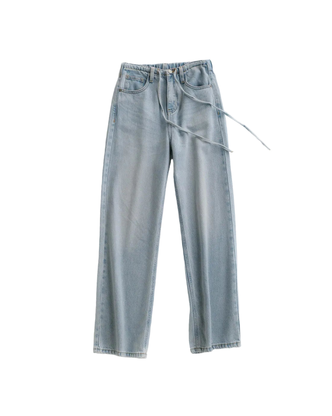 High-Waist Straight-Leg Denim Pants