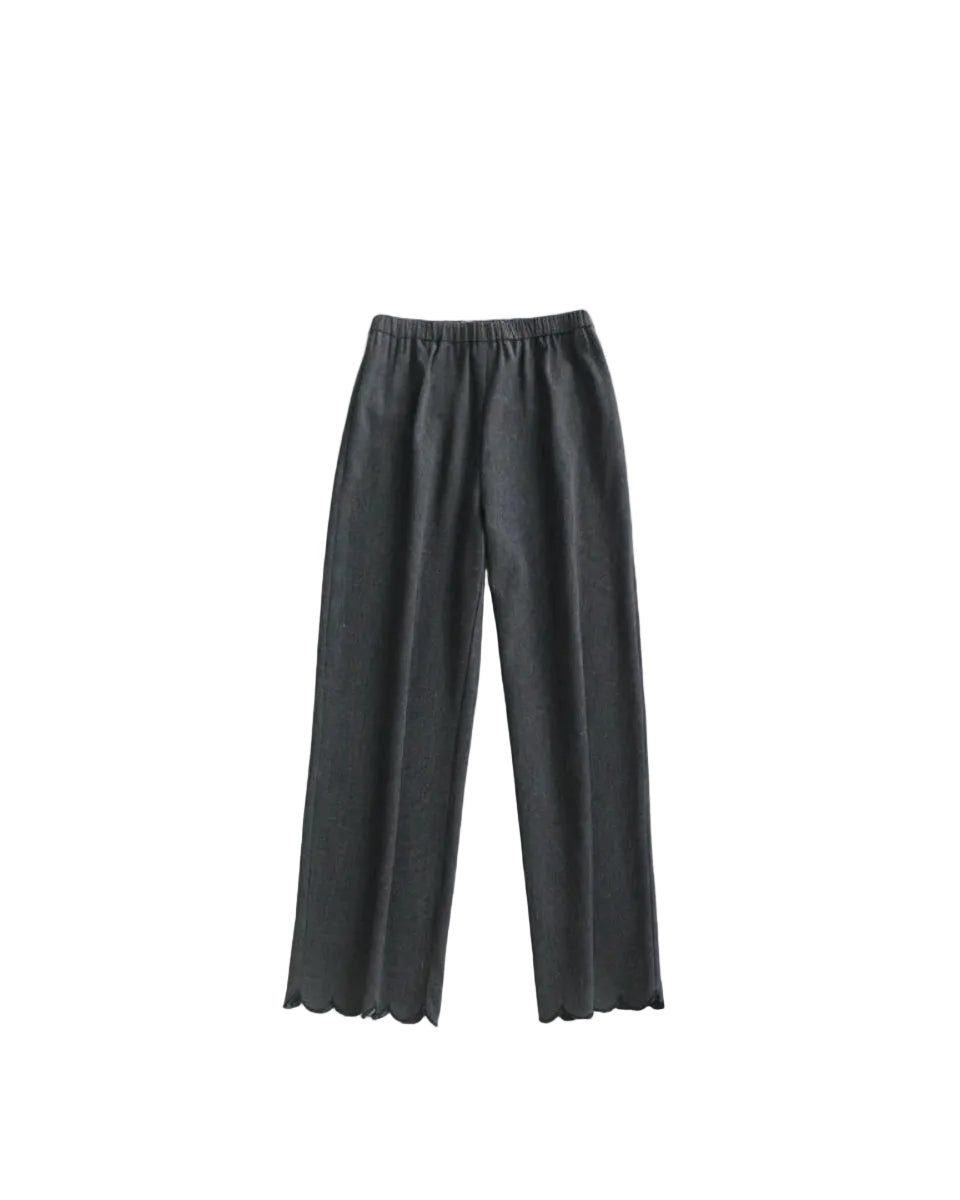 Linen-Blend Wide-Leg Cropped Pants with Elastic Waist