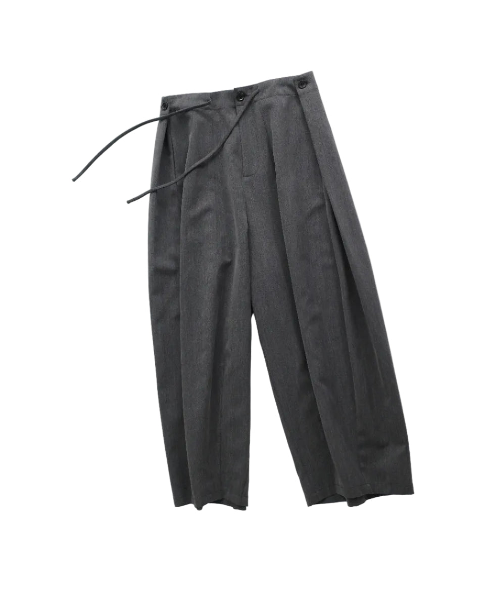 随适Balloon Wide-Leg Pants with Pleats & Drawstring