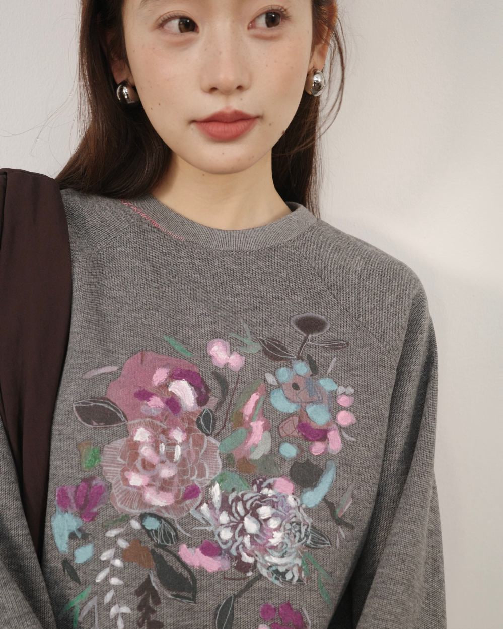 アートプリント 裏起毛ショートスウェット