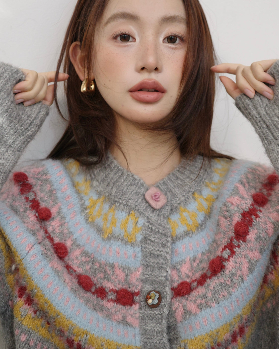 ノルディック・フェアアイル & ハンドクラフト・ニットカーディガン