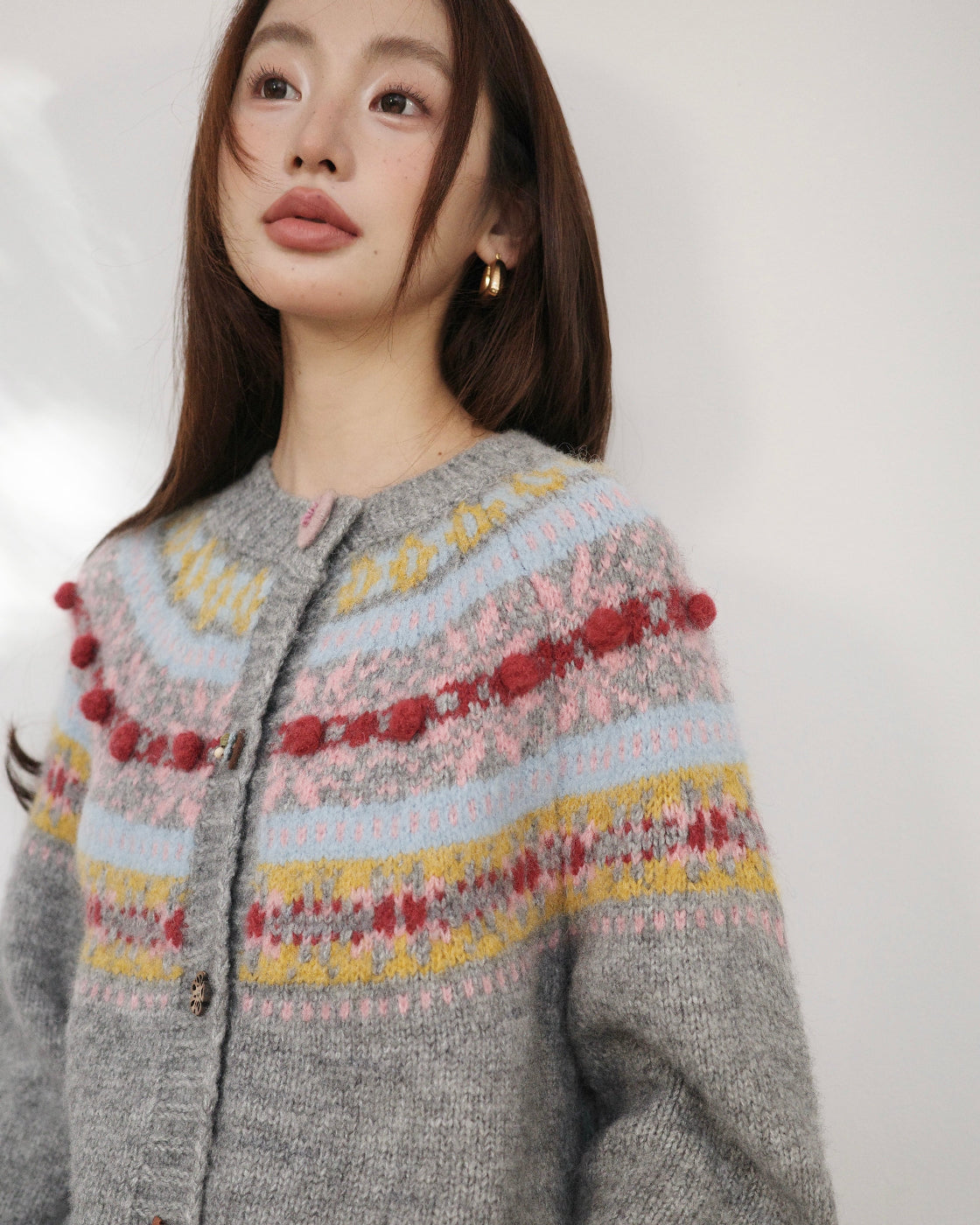 ノルディック・フェアアイル & ハンドクラフト・ニットカーディガン