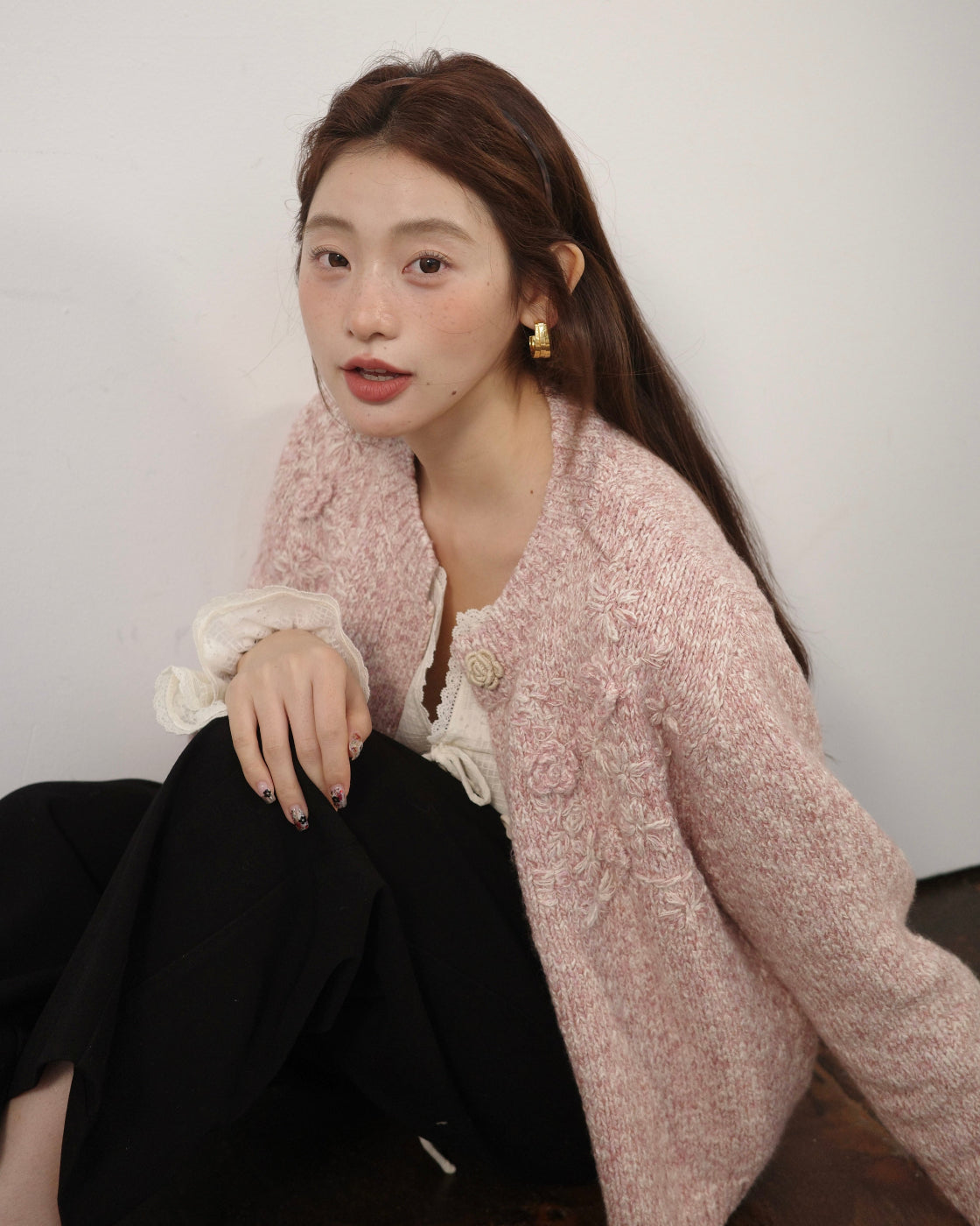 3D・スカルプチャー・ブルーム & ミックス・メランジ・カーディガン