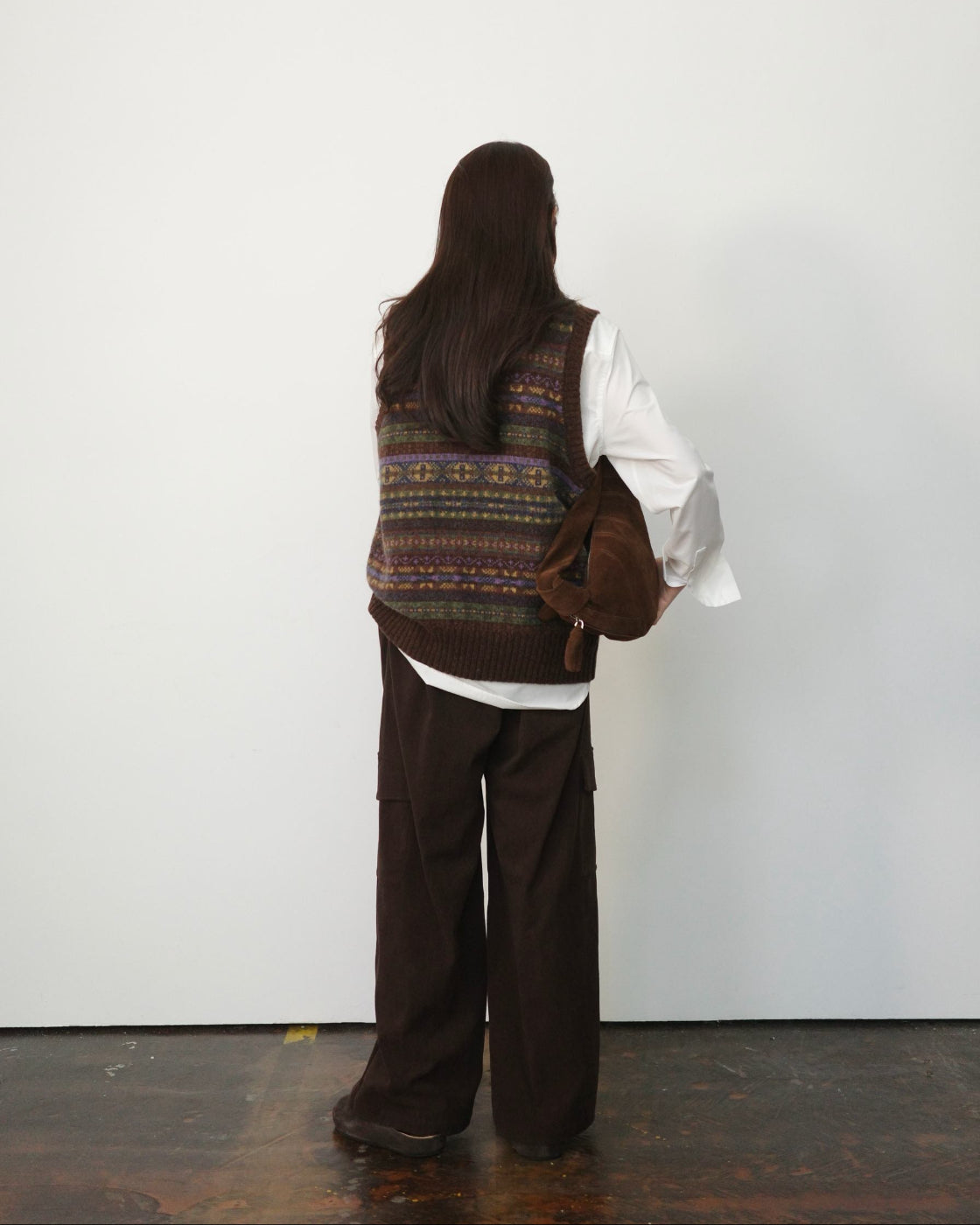 フェアアイル柄 ピュアウールニット アンサンブル(カーディガン&ベスト)