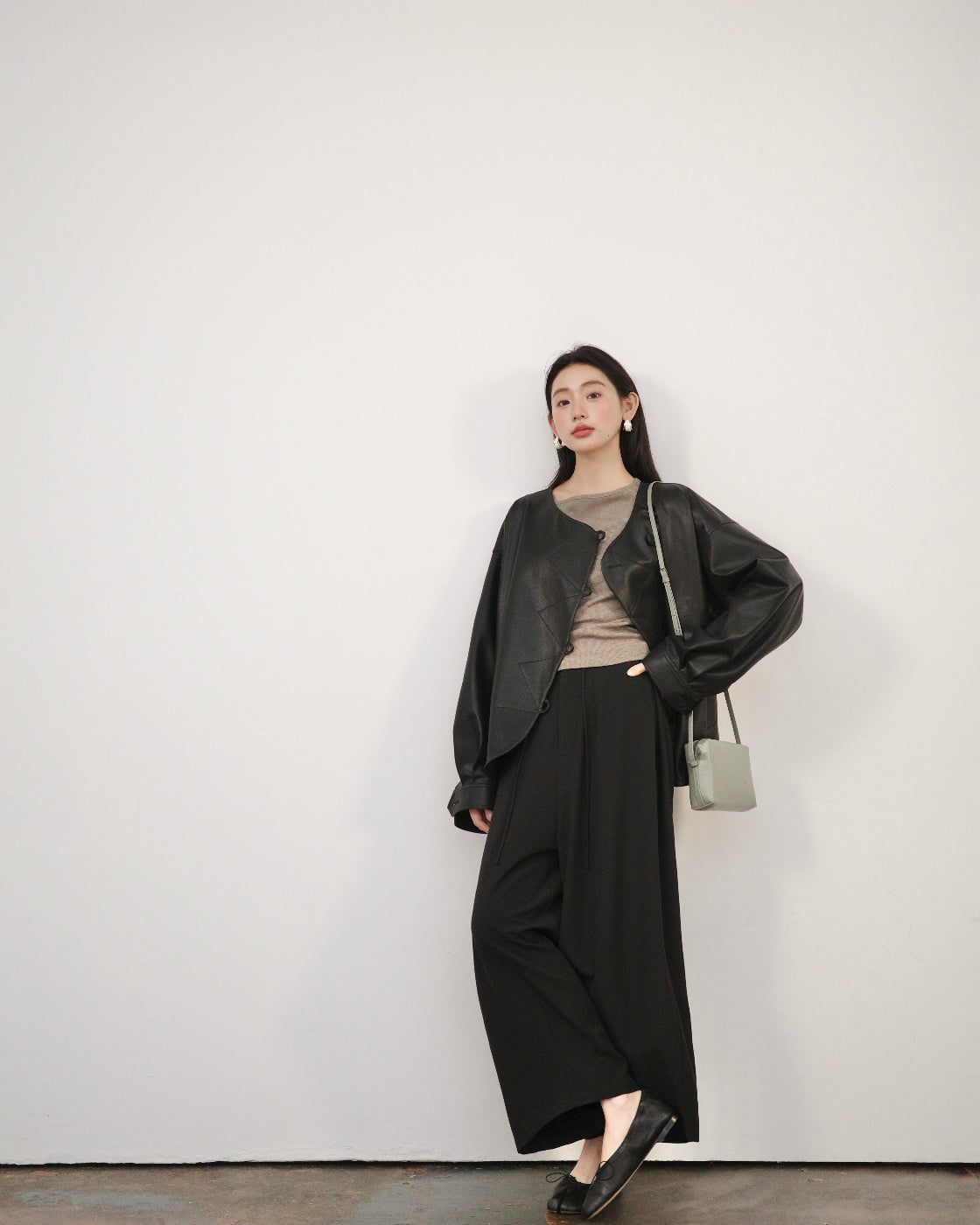 别致Oversized O-Silhouette PU Leather Jacket