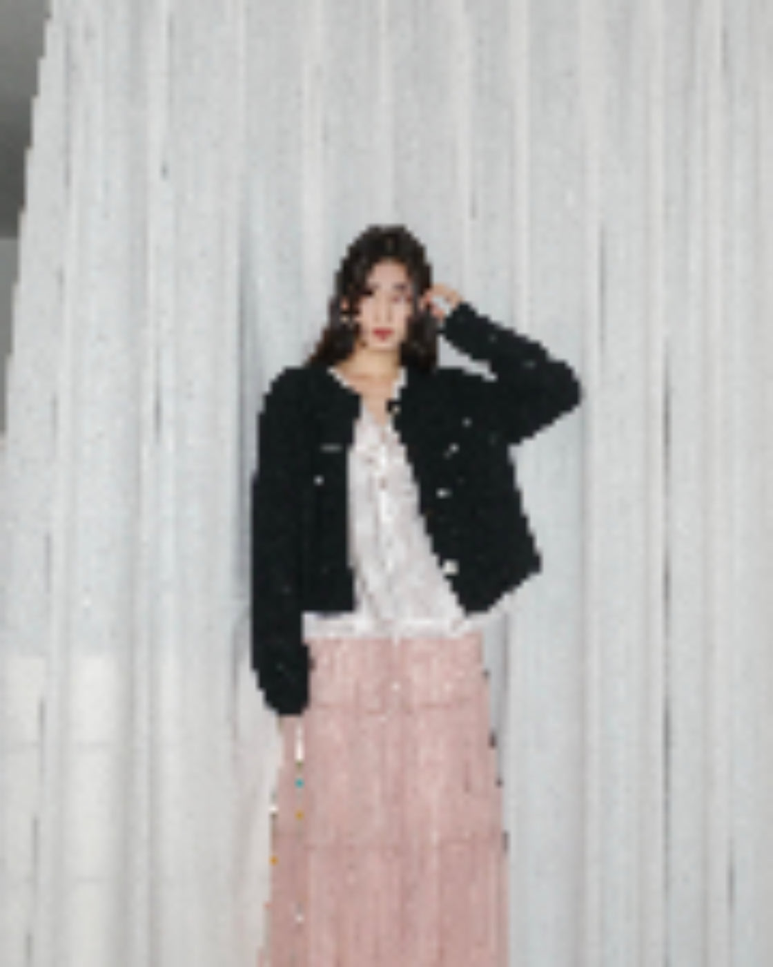 花簇Chunky Open-Knit Oversized Cardigan