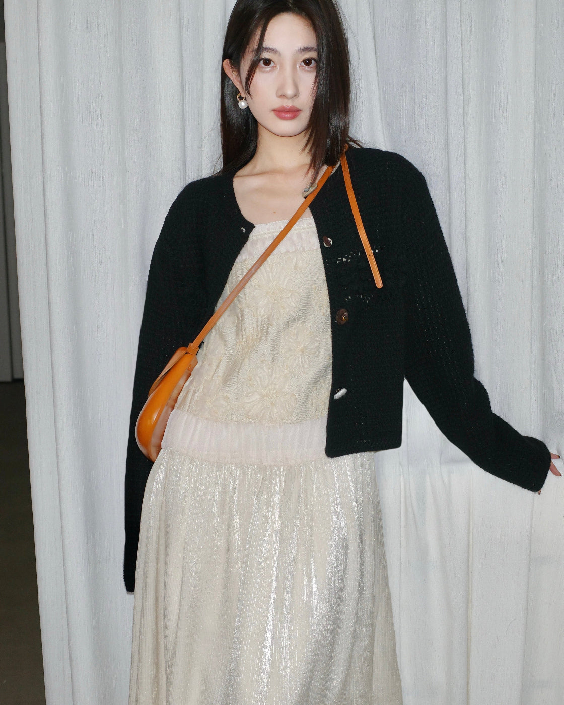 花簇Chunky Open-Knit Oversized Cardigan