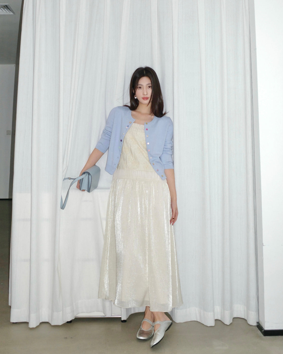 蜜意Fitted Three-Quarter Sleeve Knit Cardigan