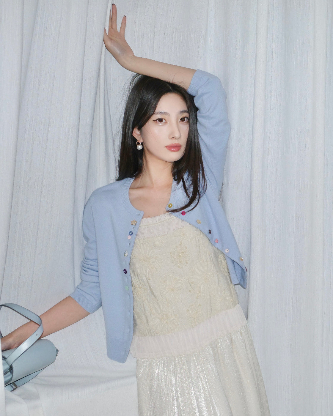 蜜意Fitted Three-Quarter Sleeve Knit Cardigan