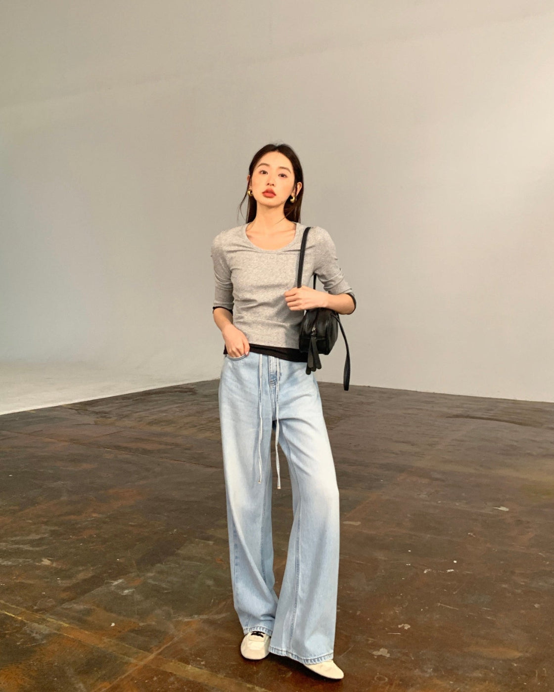 High-Waist Straight-Leg Denim Pants