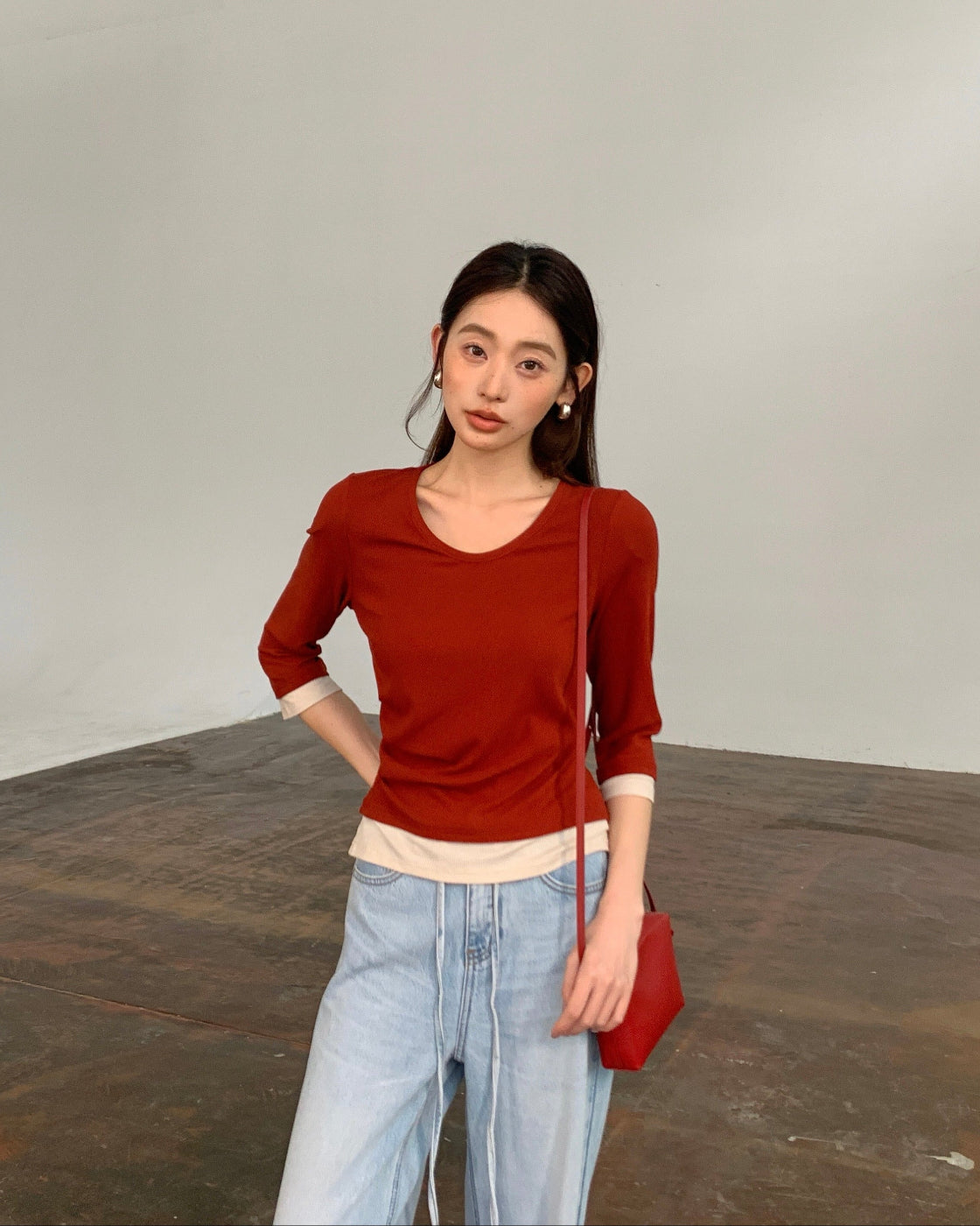 High-Waist Straight-Leg Denim Pants
