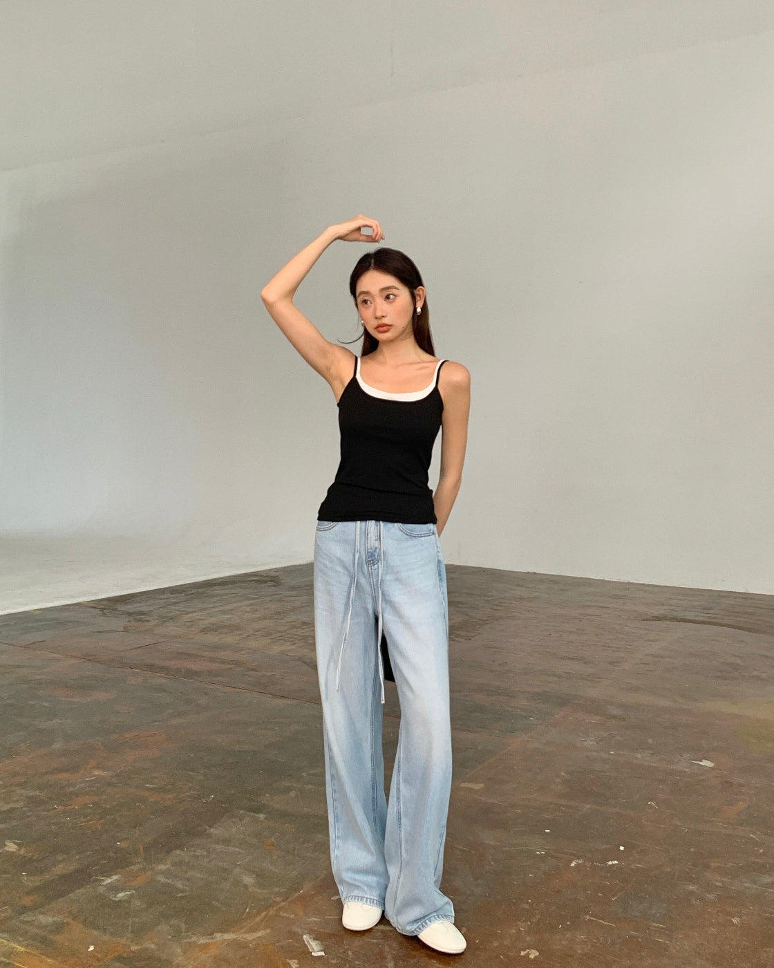 High-Waist Straight-Leg Denim Pants