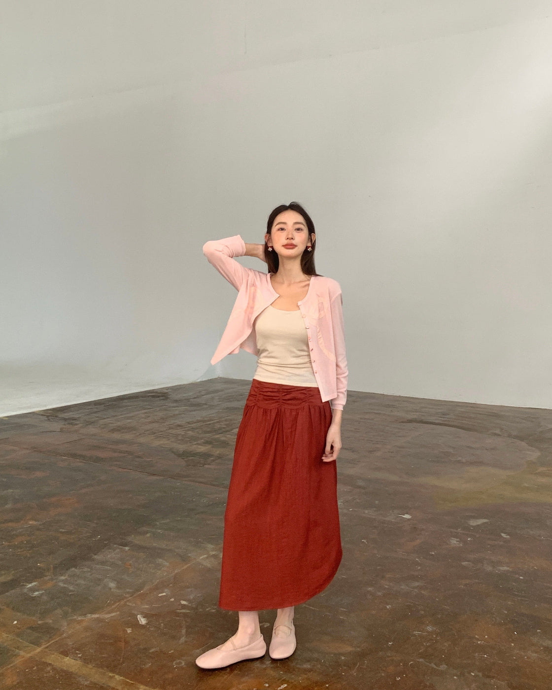 甜渍Sheer Knit Open-Front Cardigan with Bow Detail