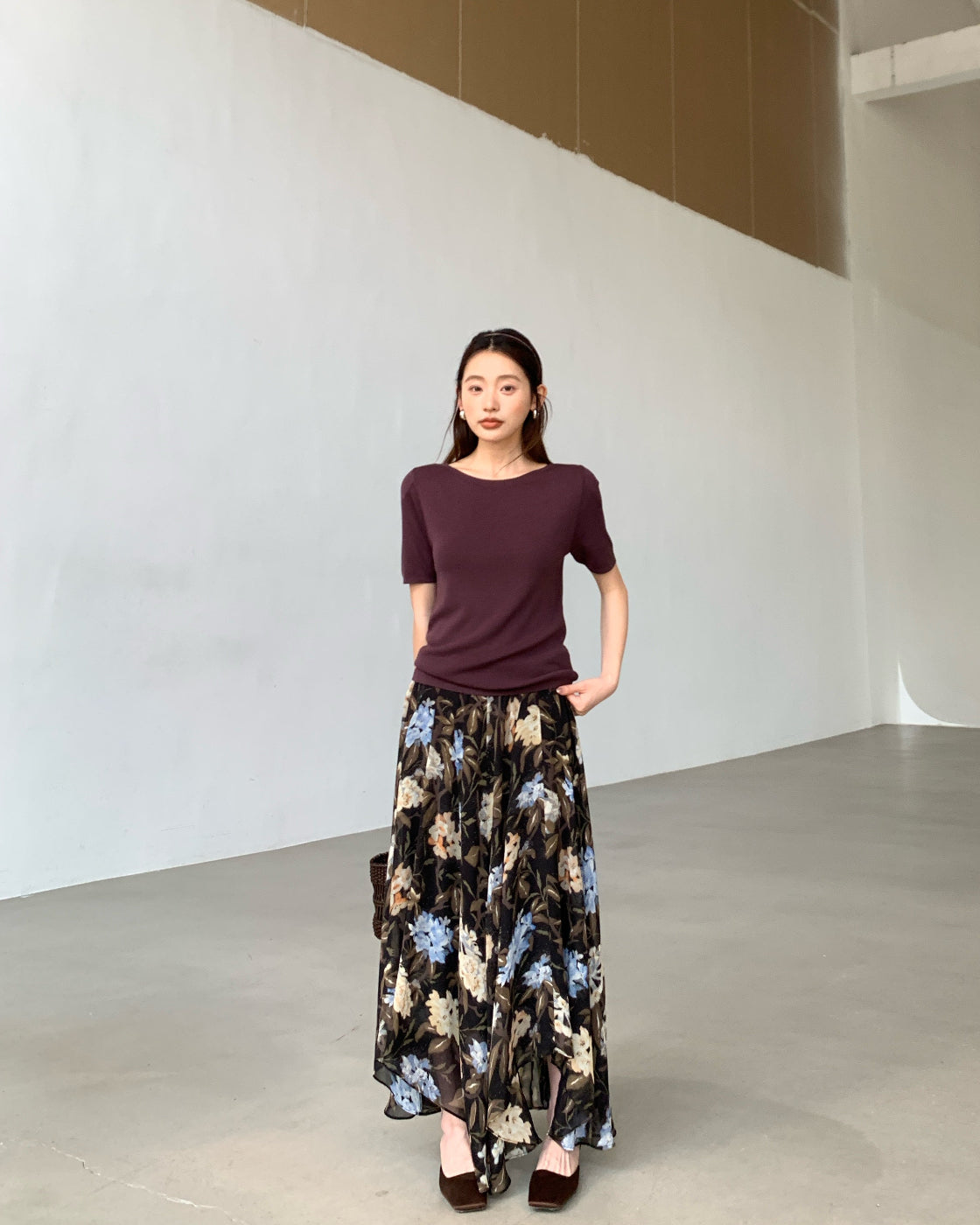 Large-hem skirt with premium splicing, hip-covering slimming A-line skirt