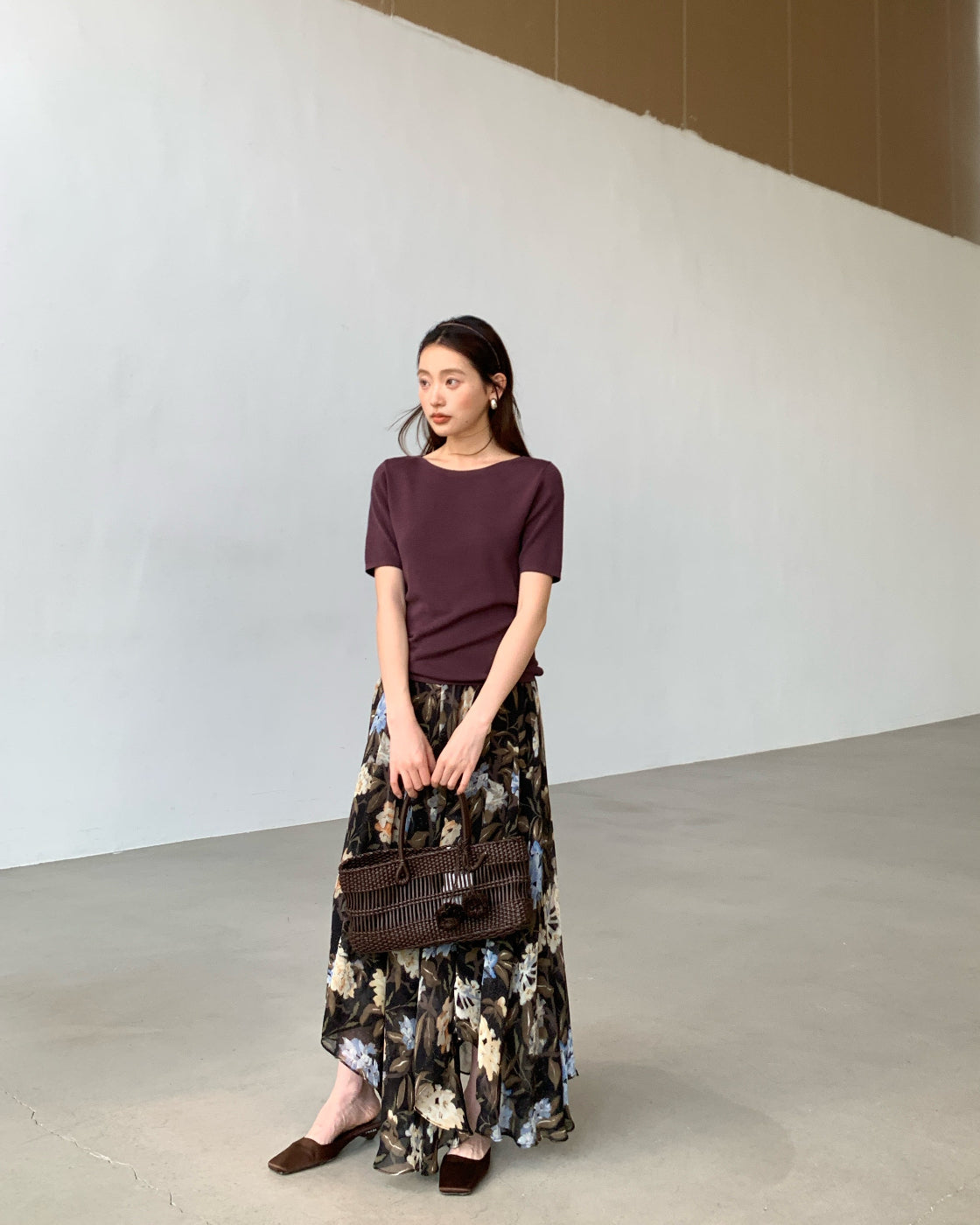 Large-hem skirt with premium splicing, hip-covering slimming A-line skirt