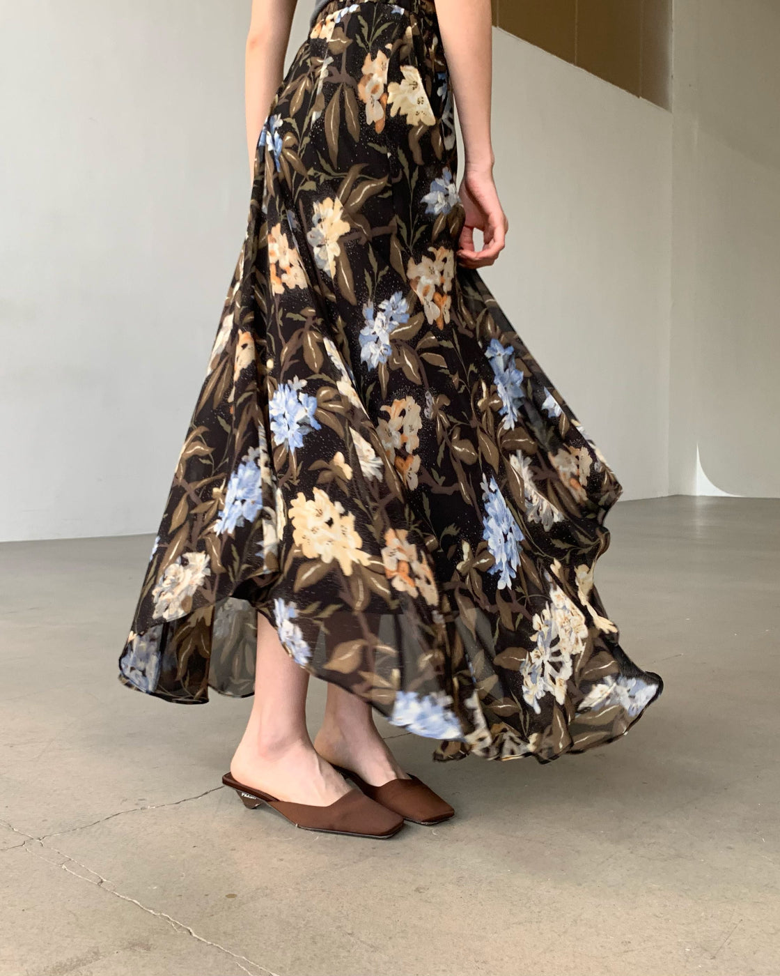 Large-hem skirt with premium splicing, hip-covering slimming A-line skirt