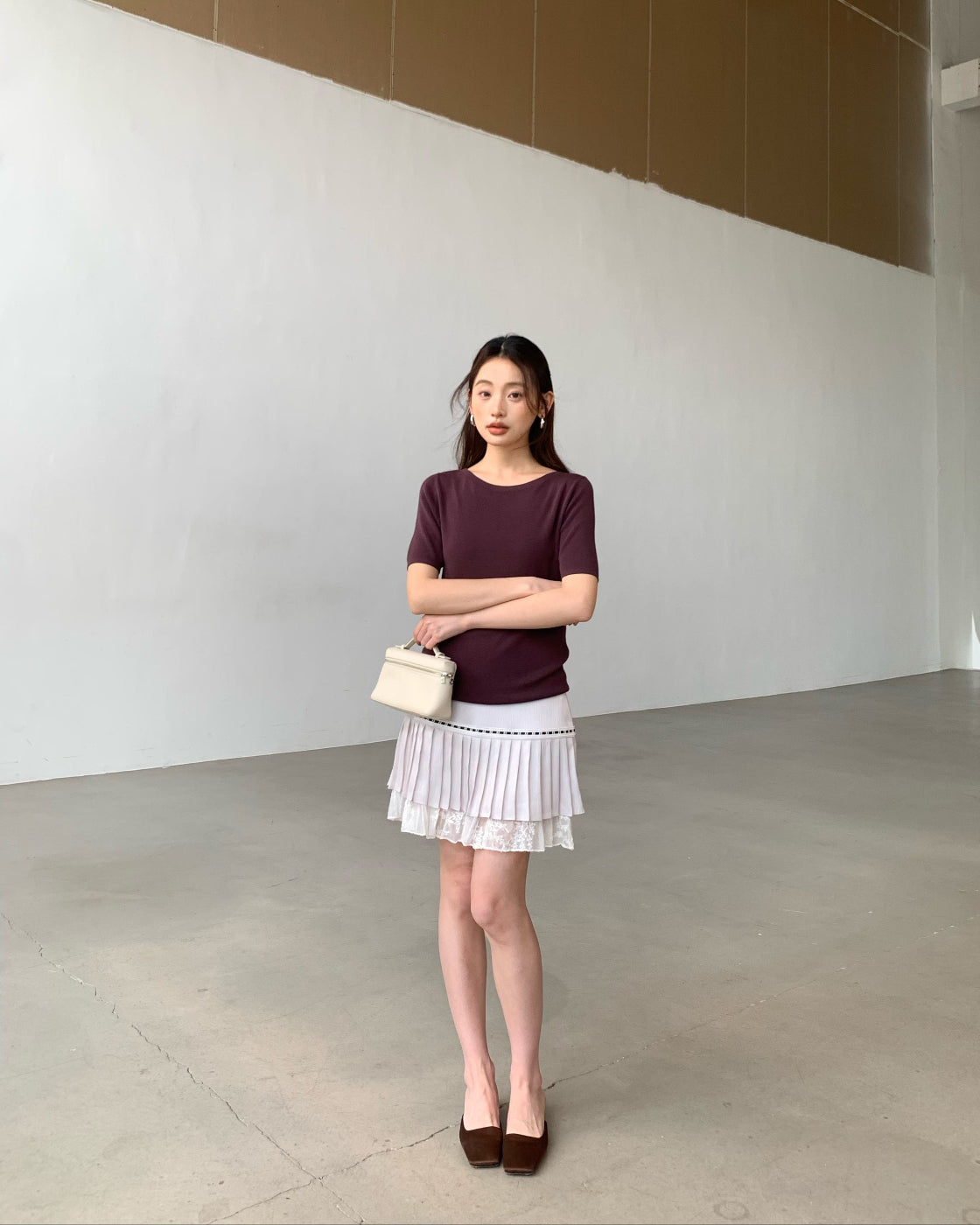 Designer skirt with lace splicing, premium niche summer skirt for women