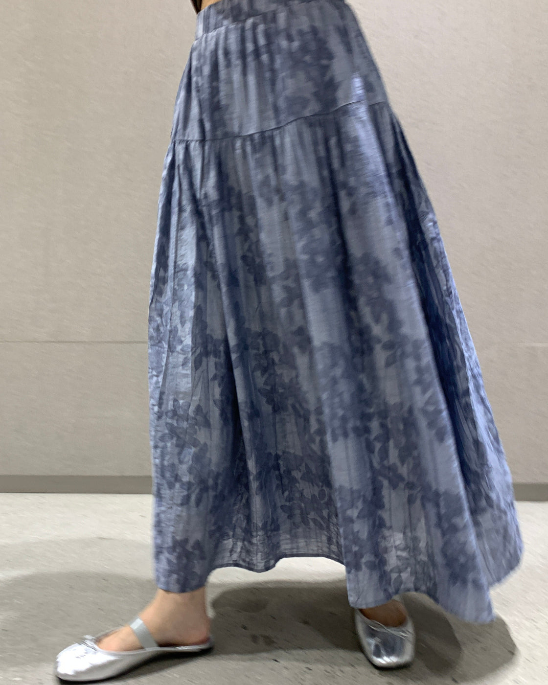 Jacquard elastic-waist pleated relaxed versatile elegant skirt
