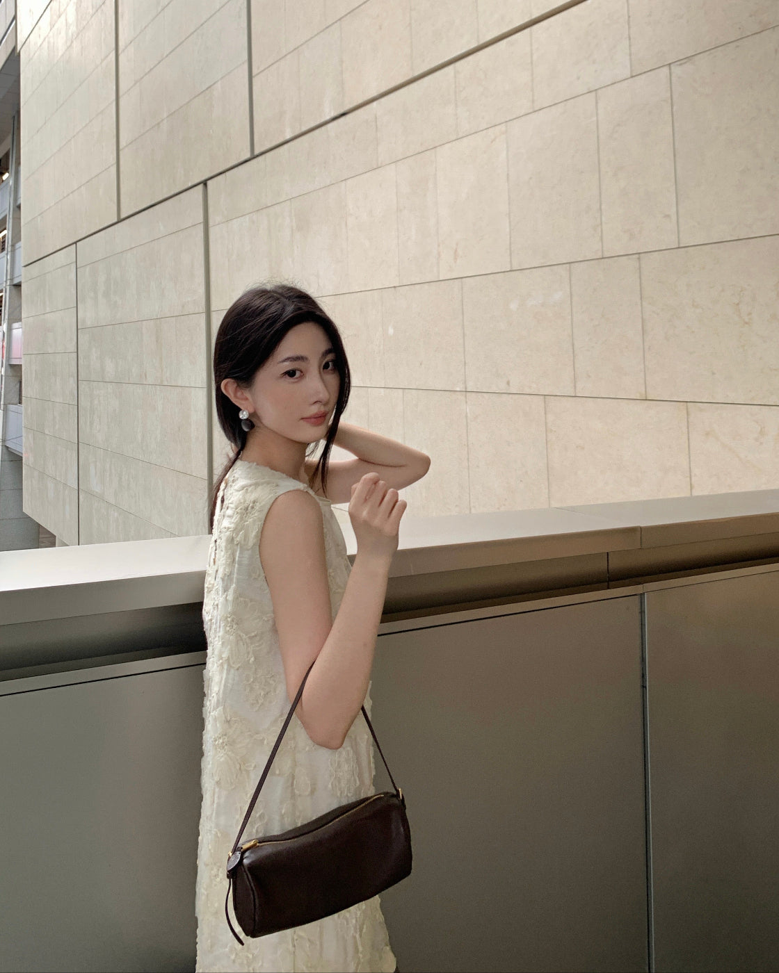 Elegant intellectual custom heavy-fabric spliced designer dress