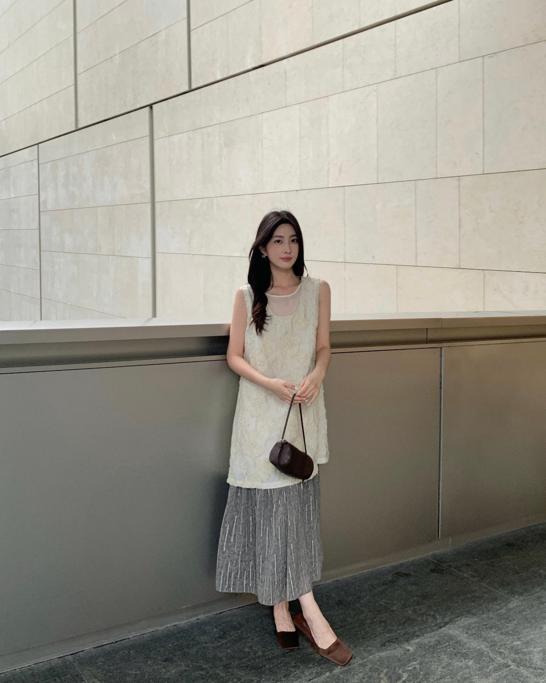 Elegant intellectual custom heavy-fabric spliced designer dress