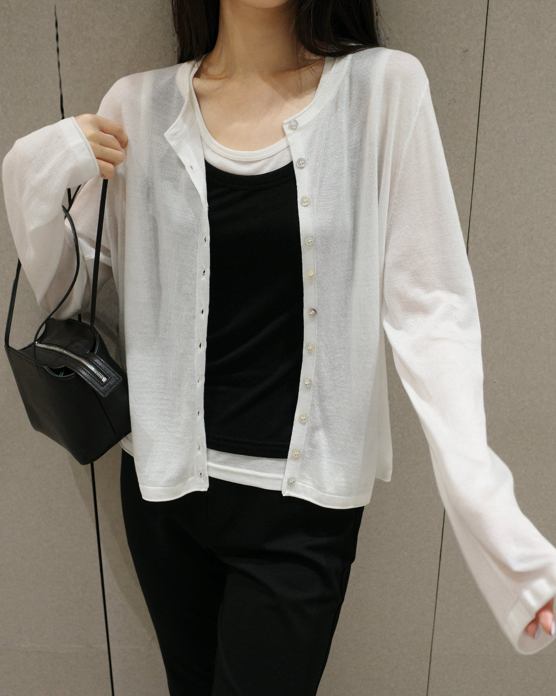 Special offer triacetate rowrow summer minimalist cardigan with ultra-fine knit