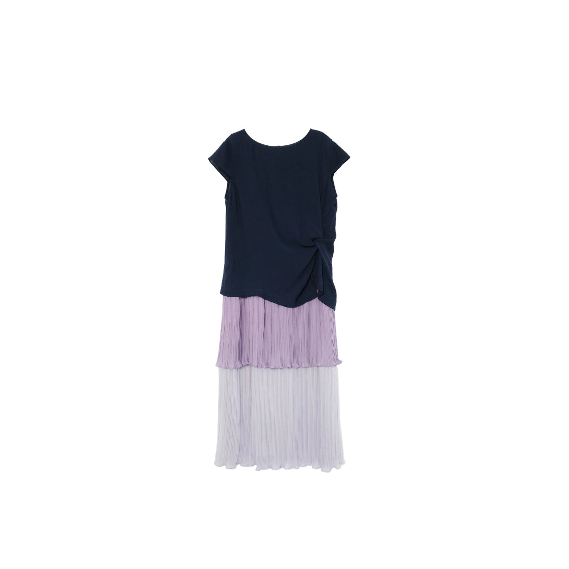 Short-sleeve straight-cut white dress for petites, designer niche spliced slimming dress