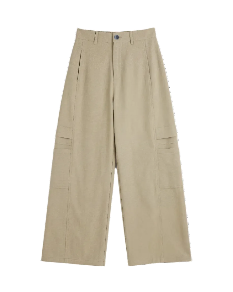 从容Wide-Leg Straight Trousers with Cargo Pocket Detail