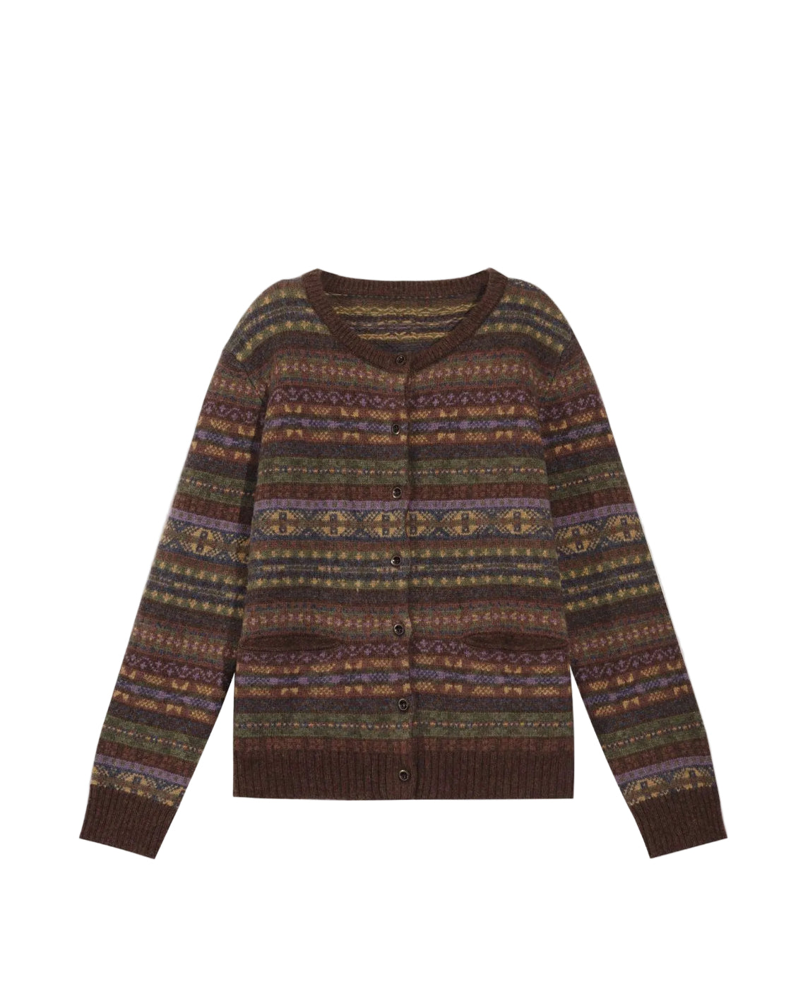 フェアアイル柄 ピュアウールニット アンサンブル(カーディガン&ベスト)