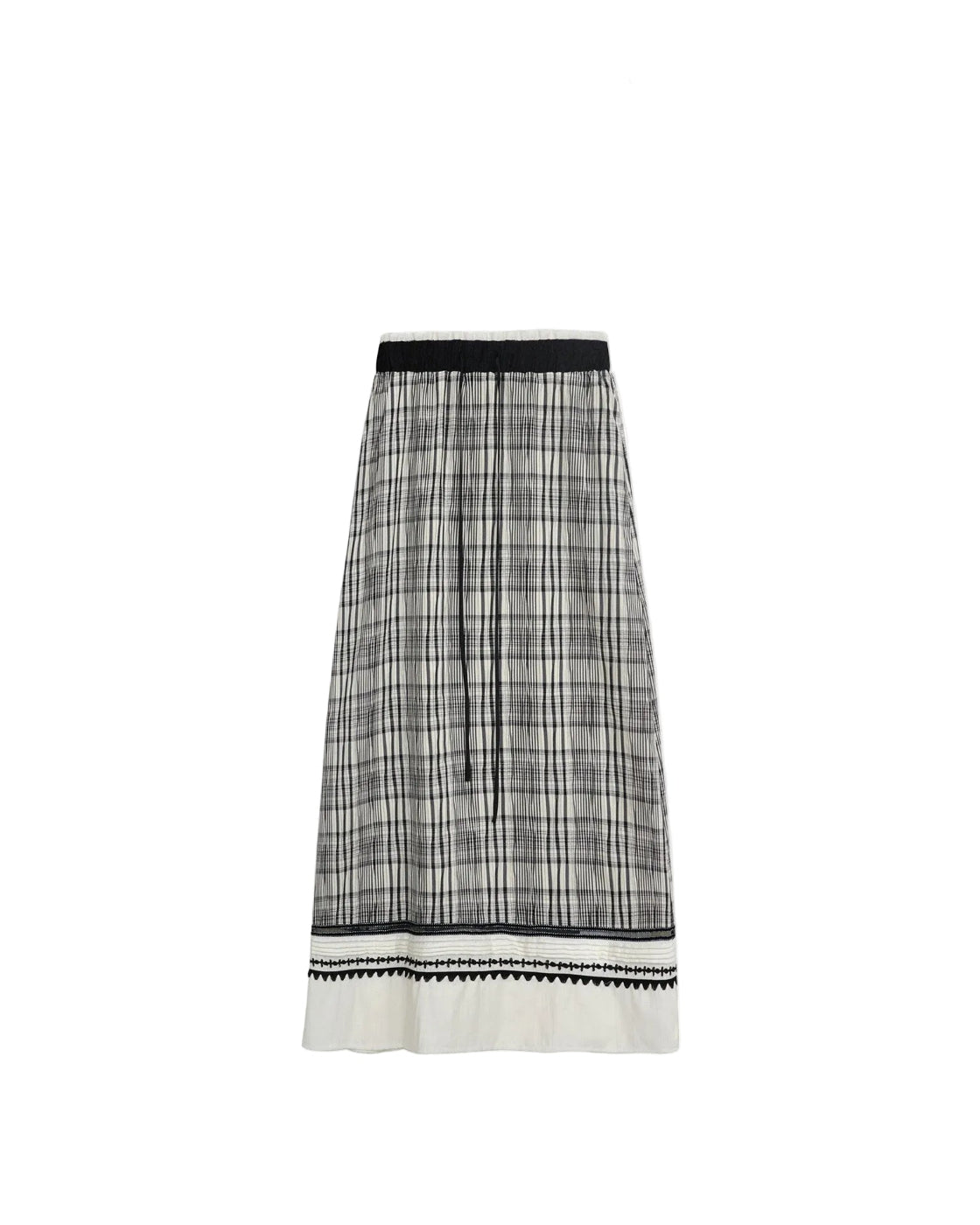 異素材ドッキング 3Dチェック マーメイドスカート