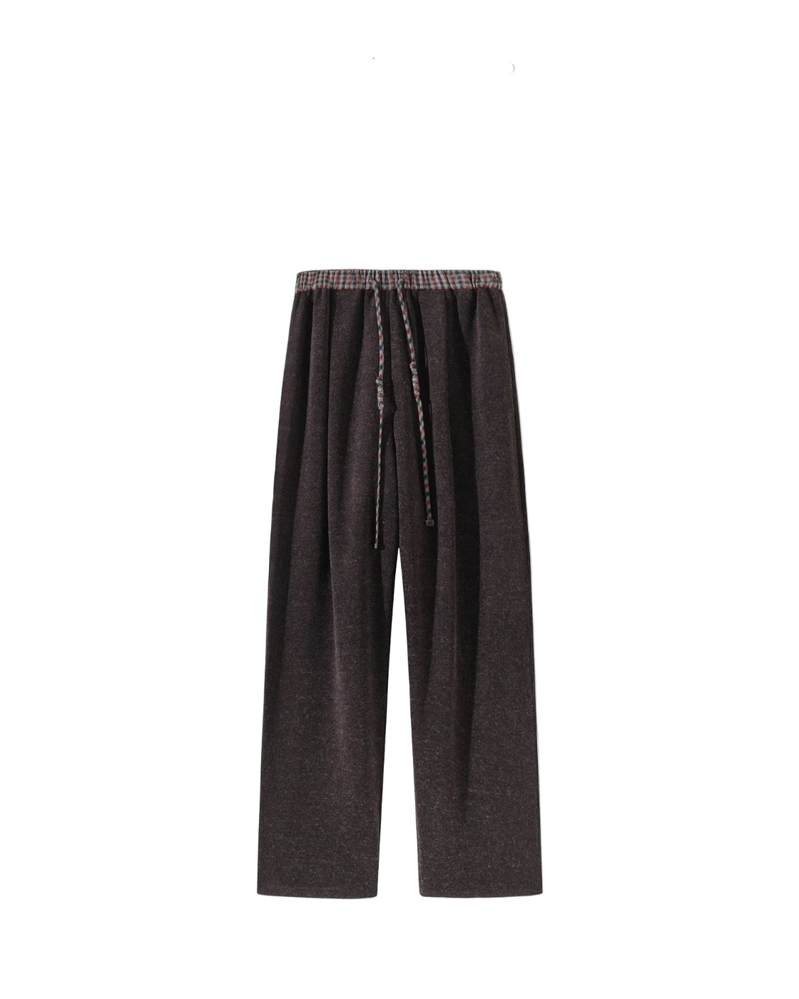 シャギーニット チェック柄イージーパンツ