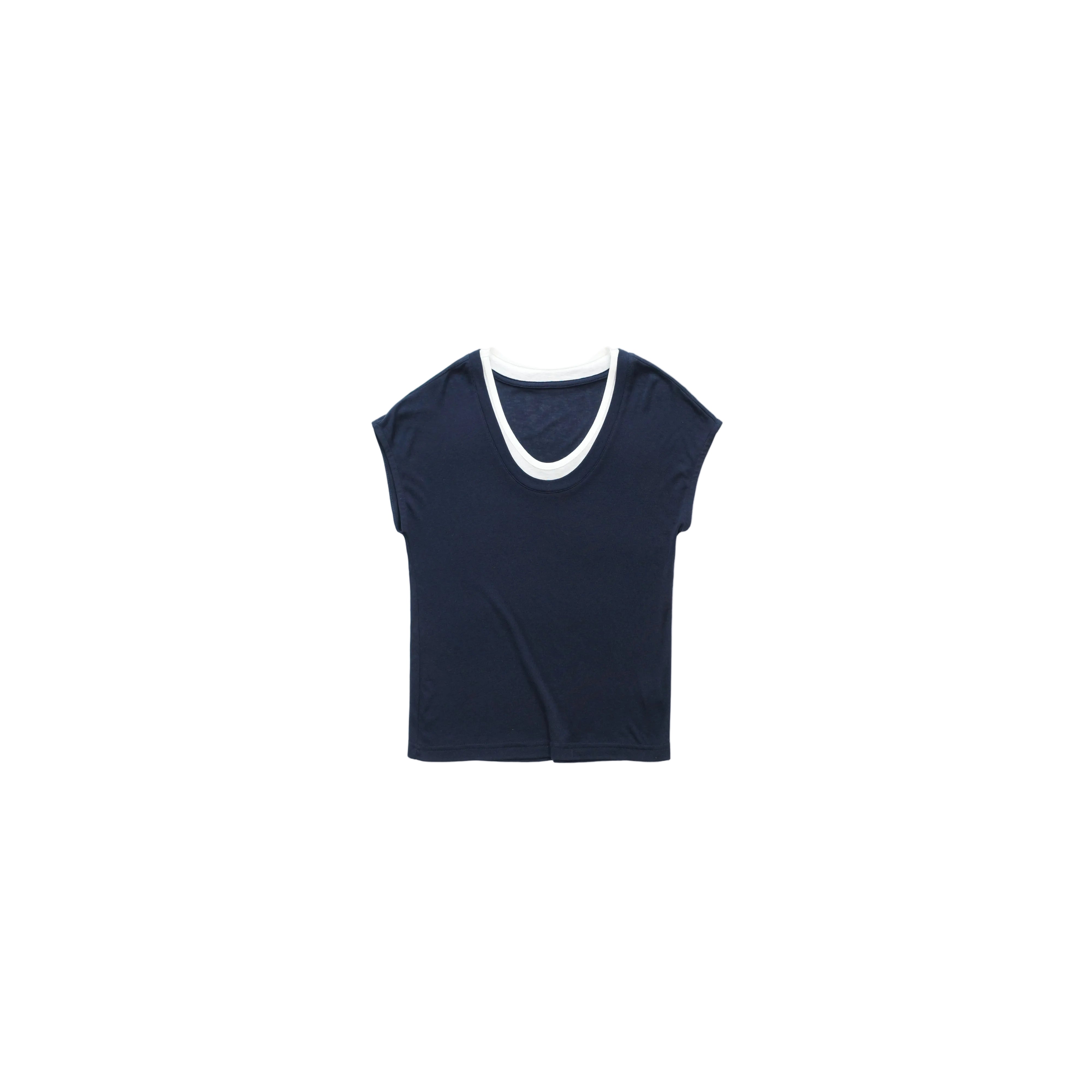 Ultra-fine soft wool T-shirt, cool comfortable breathable loose V-neck summer tee