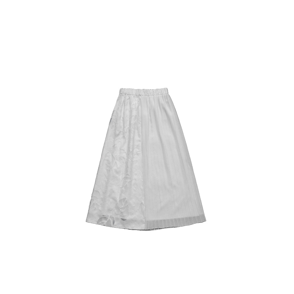 Spring-summer white elastic-waist designer intellectual versatile elegant skirt