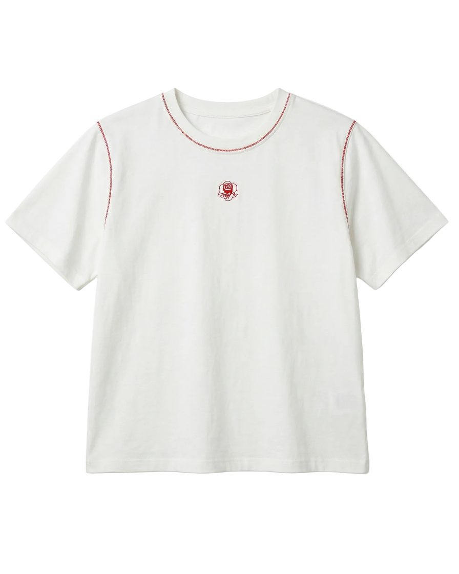 Slim Fit Color-Block Lace Trim Shoulder T-Shirt