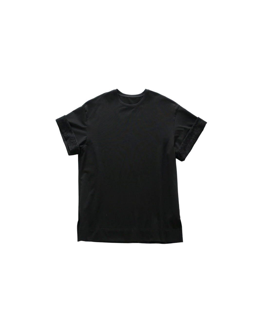 Oversized Drop-Shoulder Tee with Lace Splice