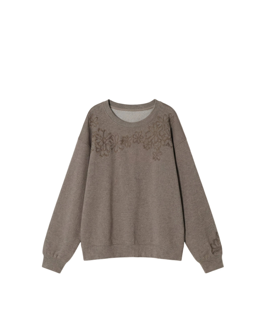 弥漫花野Relaxed Embroidered Sweatshirt with Rope Trim Detail