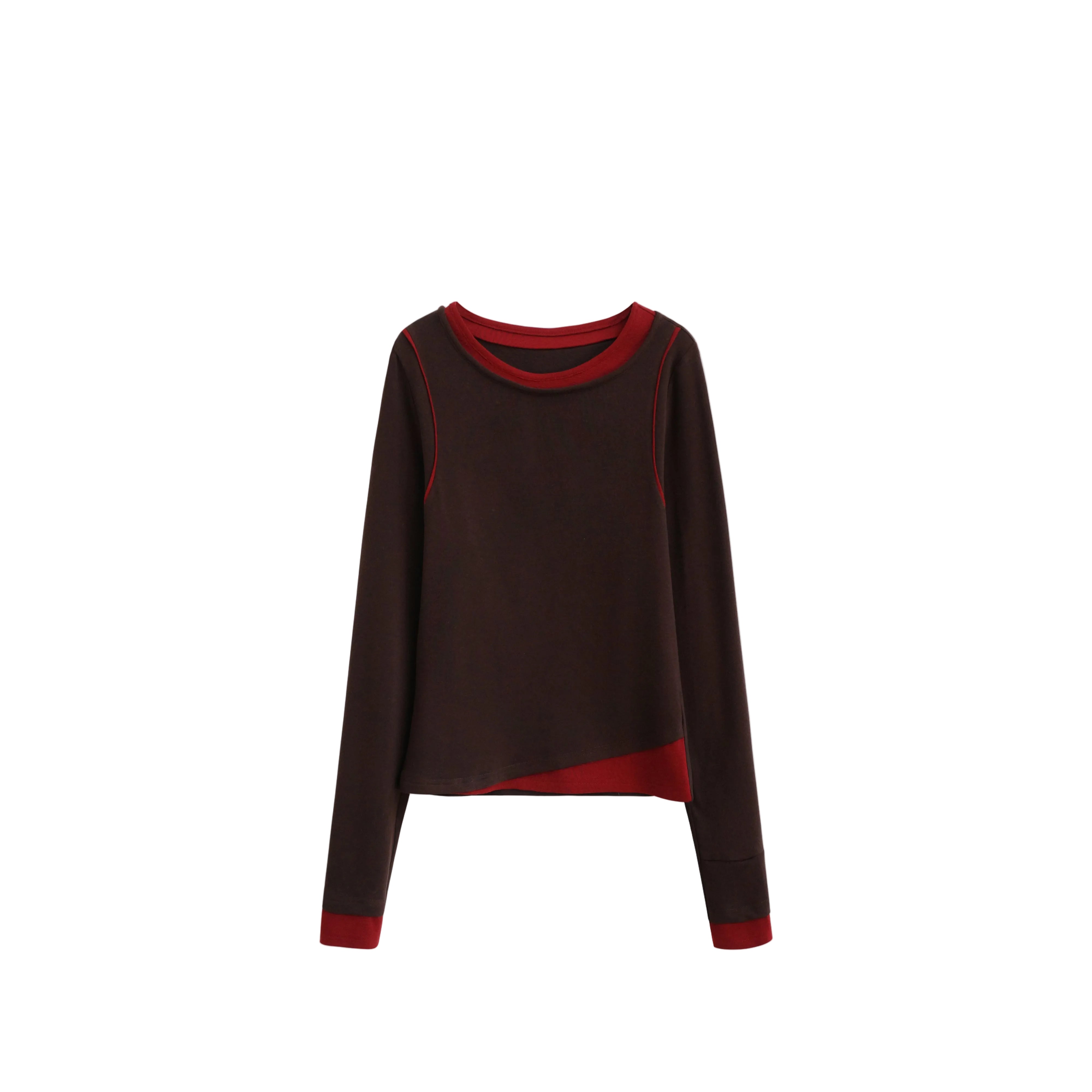 Women's Asymmetric Layered Look Two-in-One Fitted Top