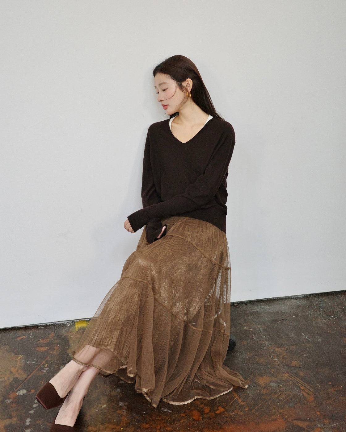 Vスリット・カフス 構築的リブニット