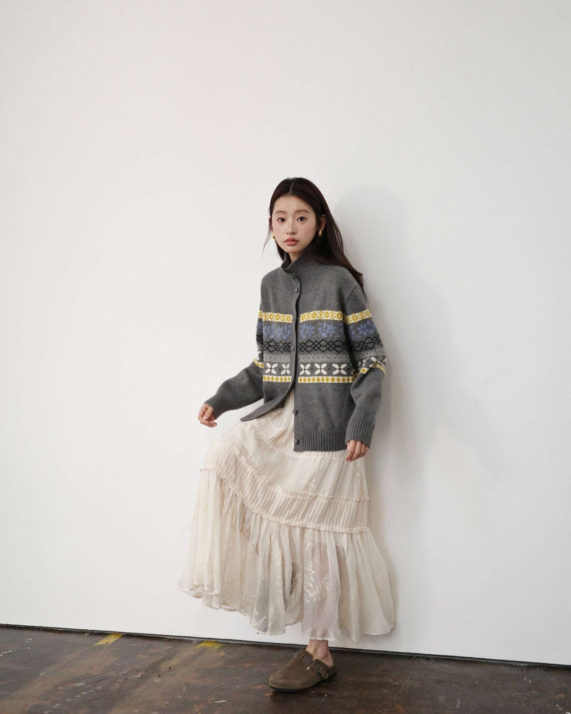 ヴィンテージライク 3Dジャカード ニットベスト