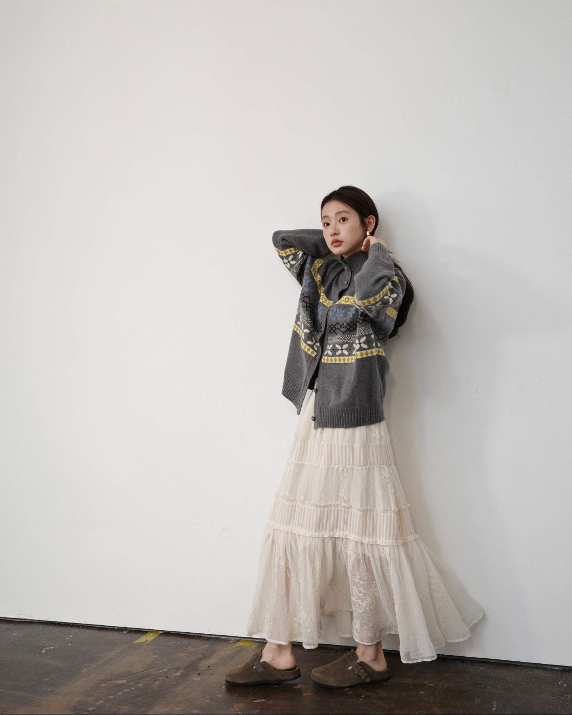 ヴィンテージライク 3Dジャカード ニットベスト