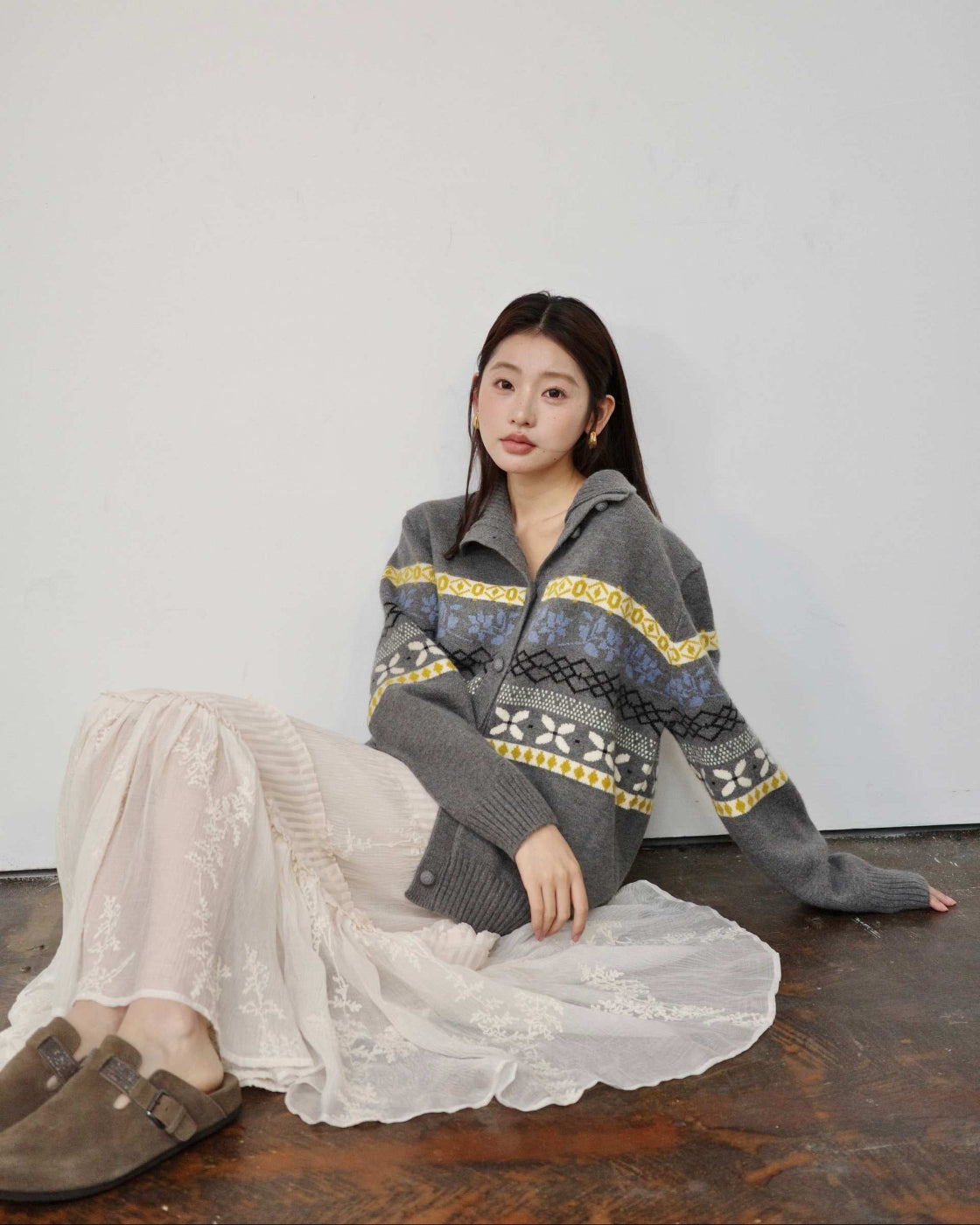 ヴィンテージライク 3Dジャカード ニットベスト