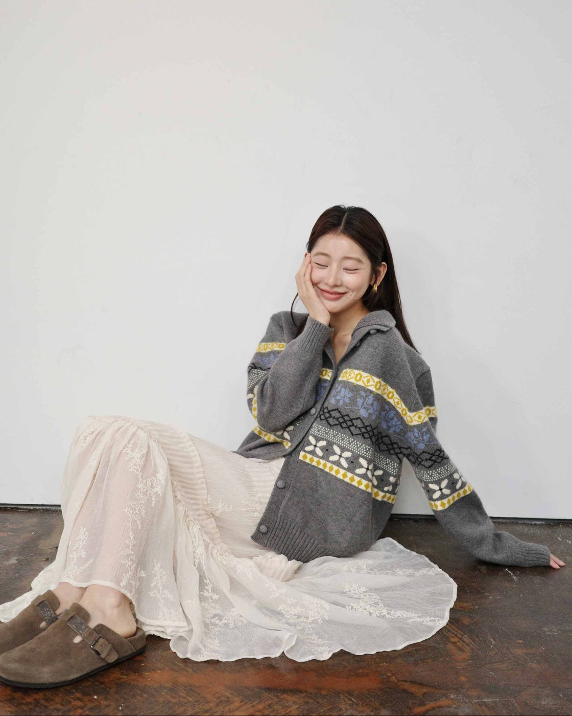 ヴィンテージライク 3Dジャカード ニットベスト