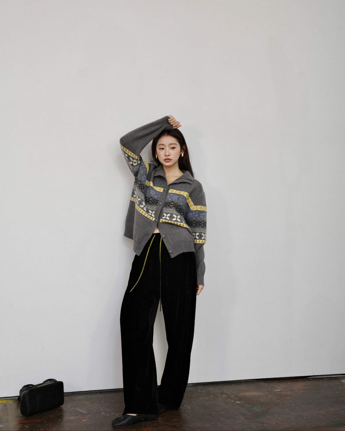 ヴィンテージライク 3Dジャカード ニットベスト