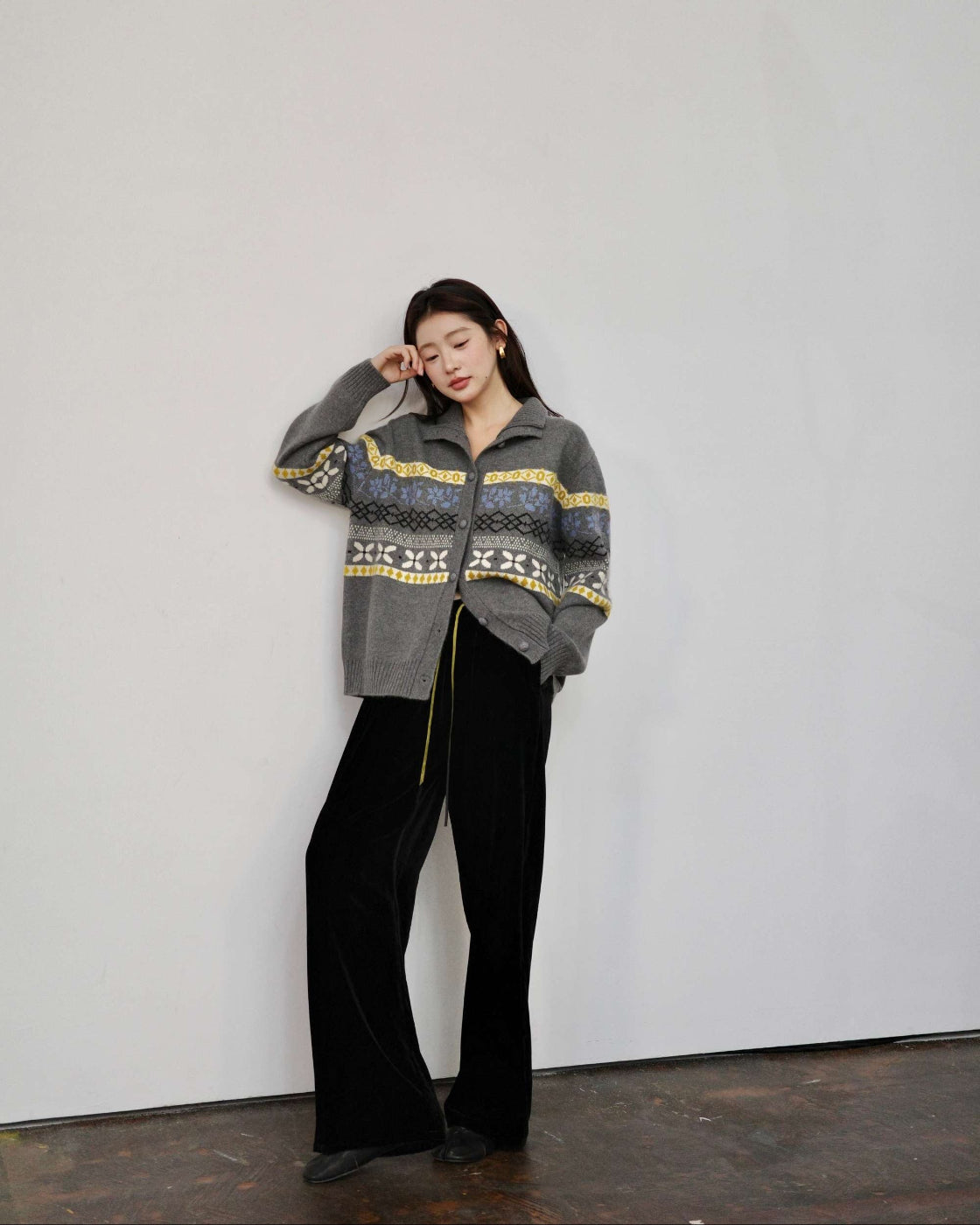 ヴィンテージライク 3Dジャカード ニットベスト