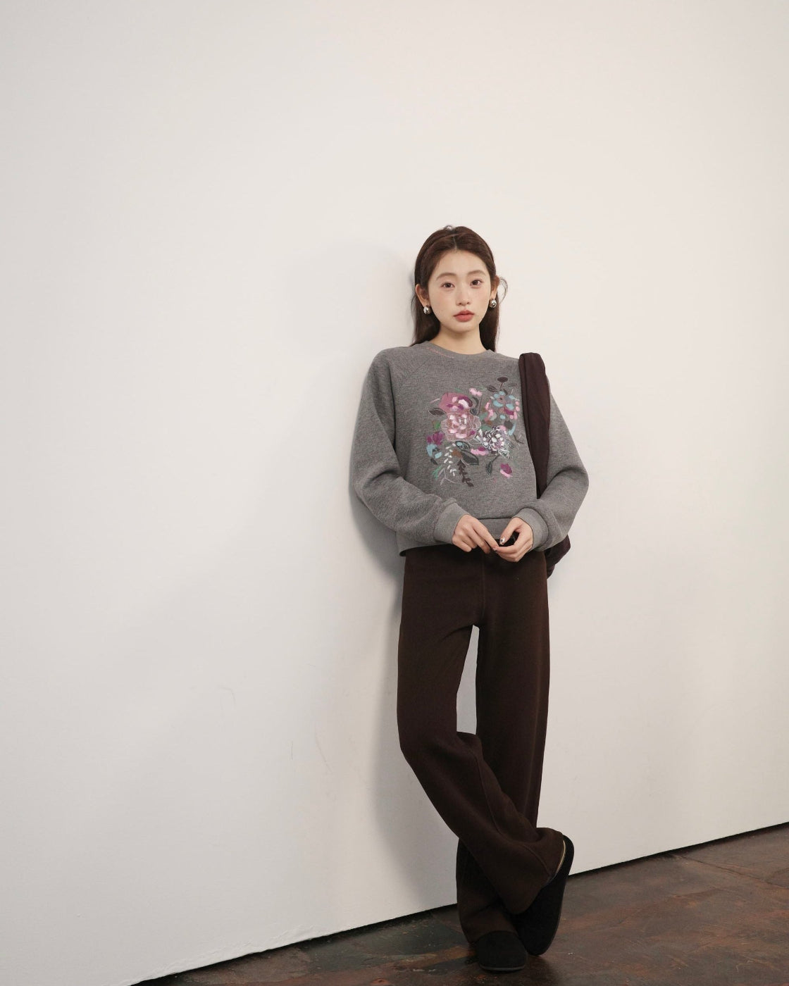 アートプリント 裏起毛ショートスウェット