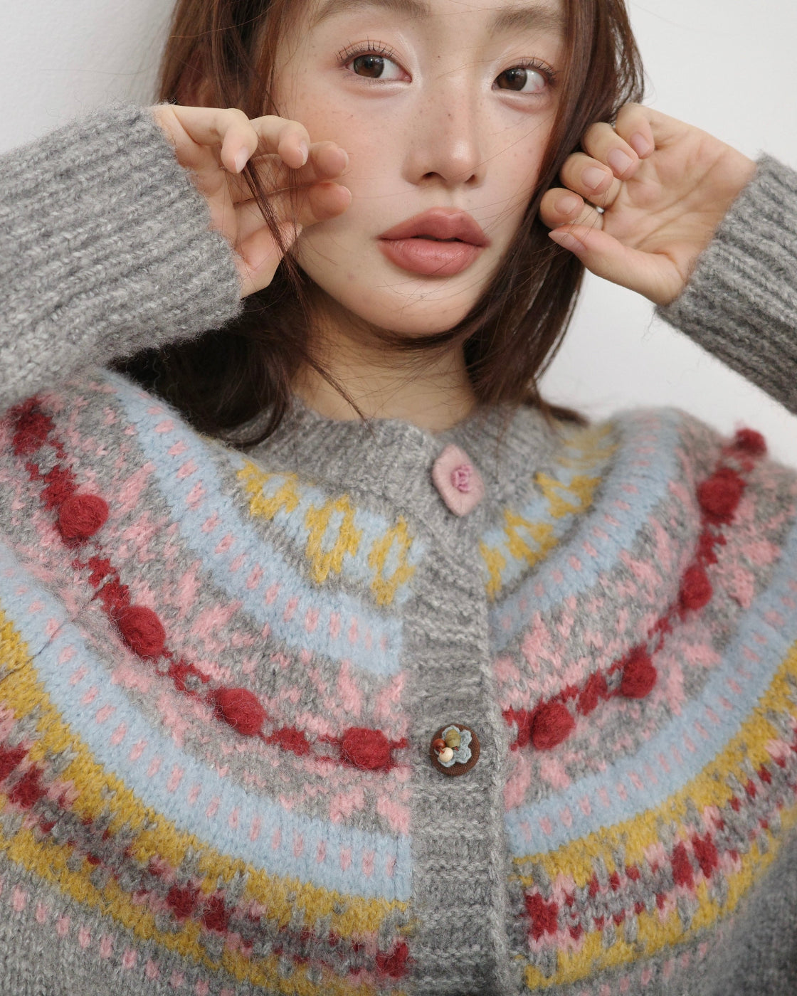 ノルディック・フェアアイル & ハンドクラフト・ニットカーディガン