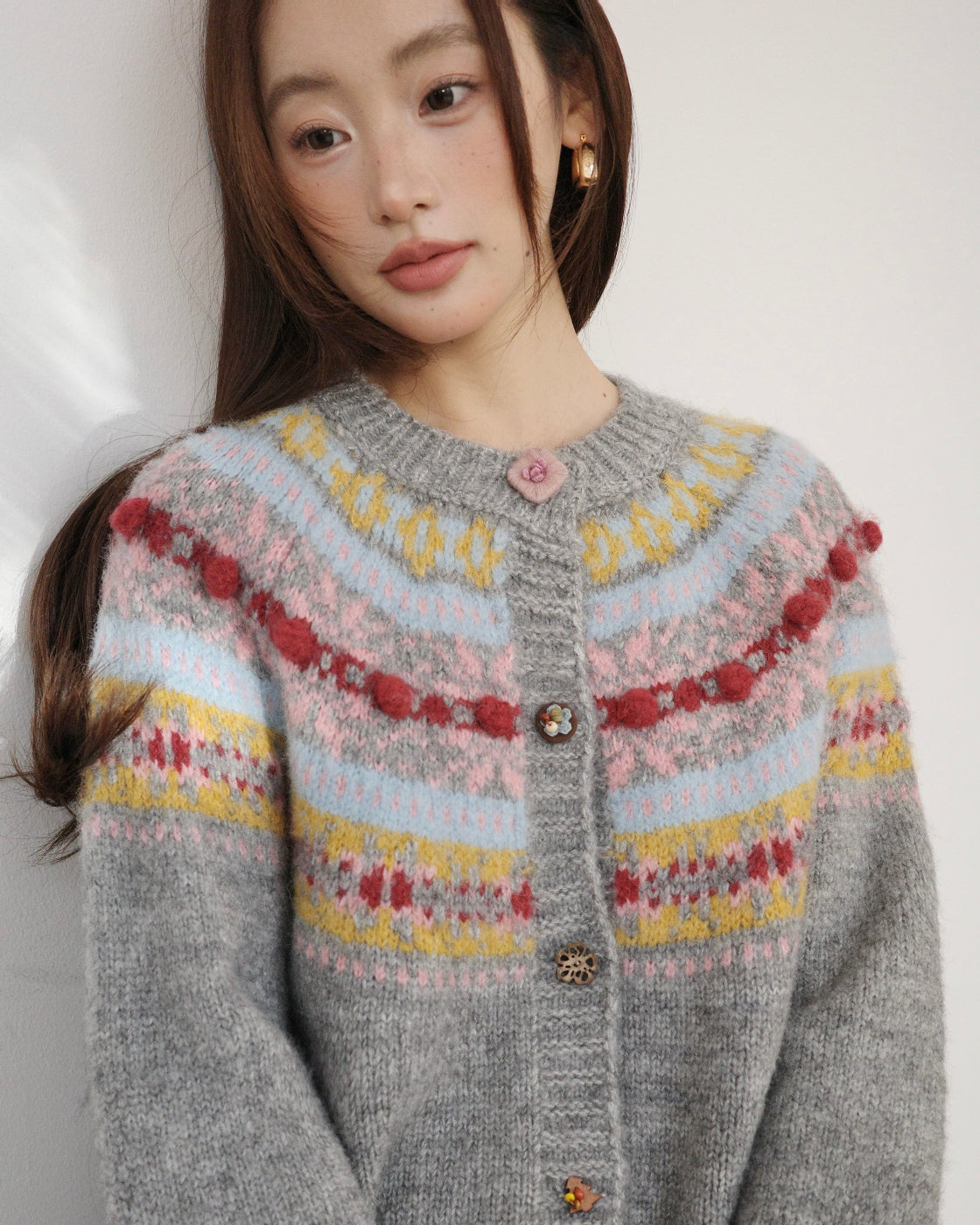 ノルディック・フェアアイル & ハンドクラフト・ニットカーディガン