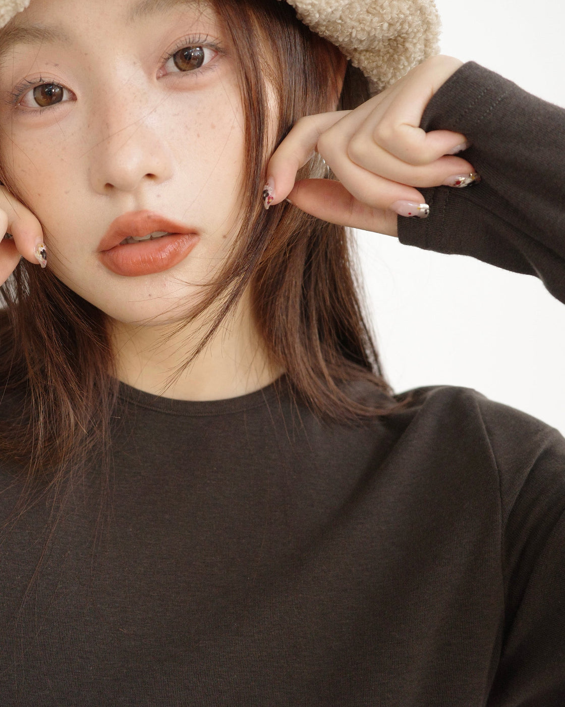 微起毛ストレッチ・クルーネックカットソー