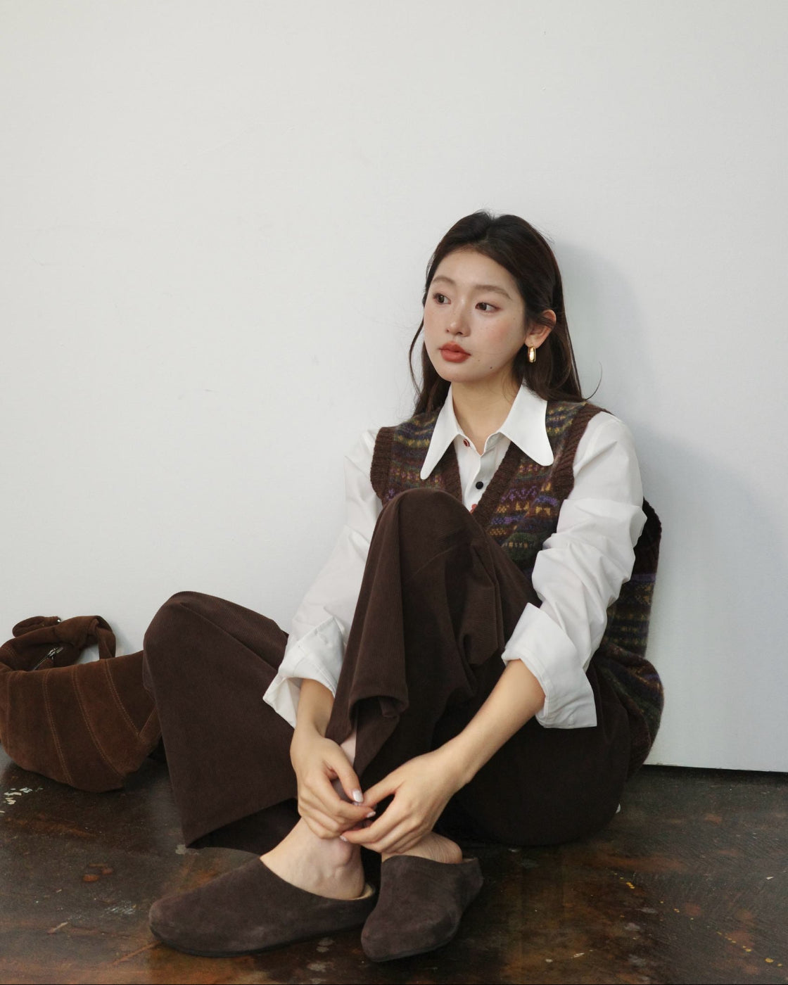 フェアアイル柄 ピュアウールニット アンサンブル（カーディガン＆ベスト）